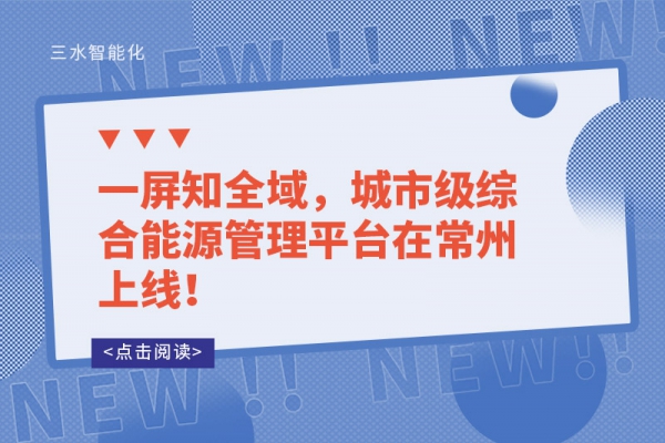 一屏知全域，城市級綜合能源管理平臺在常州上線！